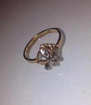 Золотое кольцо цветок золото/ платина/ цирконий 3 грамма 